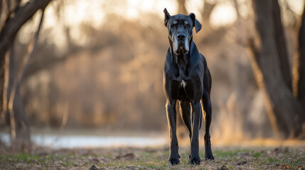 Great Dane Standing Tall Natural Light Clean Background