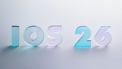 iOS 26 glass numbers and letters with colorful light reflections