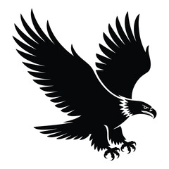Fototapeta premium Bold Black Eagle Silhouette in Flight Represents Freedom and Power Perfect for Graphic Design Projects and Patriotic Themes