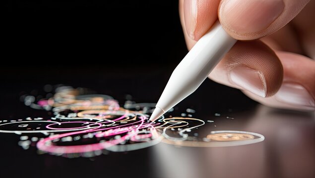 Hand drawing on digital tablet - Powered by Adobe