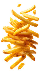 French fries splashing isolated on transparent white background
