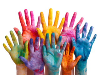 Colorful painted hands