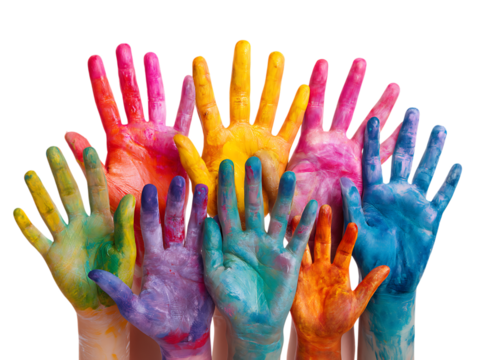 Colorful painted hands