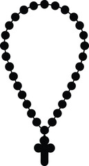 black silhouette a rosary on white background.eps