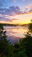 Fototapeta premium Misty lake sunrise