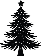 Obraz premium Decorated evergreen tree with star christmas tree ornaments