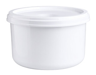 White Plastic Food Container Mockup with Lid, Isolated on Transparent Backgrounds