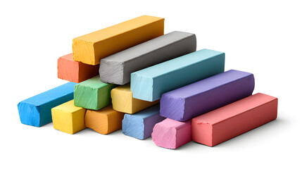 Pastel chalk sticks, broken and full, scattered on a desk. Perfect for creative school visuals, art supply designs, or classroom-themed images.