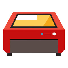 Modern red laser engraver machine with yellow interior