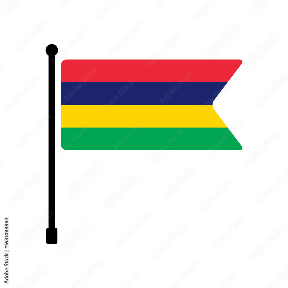 Poster national flag of mauritius. mauritius flag computer digital vector illustration icon design. flutter