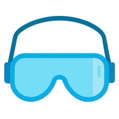 Blue ski goggles icon with a white background