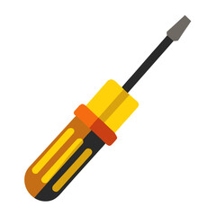 Flat design screwdriver icon with yellow and brown handle