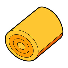 Stylized yellow rolled up object with concentric circles