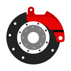 Red brake caliper and disc rotor icon