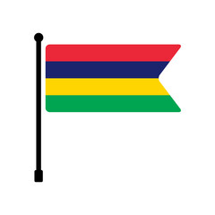 National flag of Mauritius. Mauritius flag computer digital vector illustration icon design. Fluttering flagpole flag.