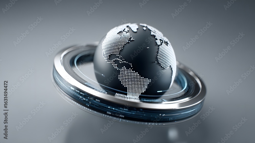 Poster 3d render of a ring chart forming earth globe data visual