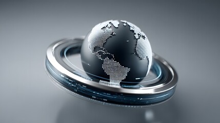 3D render of a ring chart forming Earth globe data visual