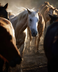 Obraz premium Horses Interacting in Herd
