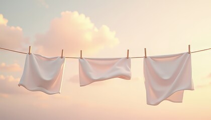 White Towel Drying on Line in Sky