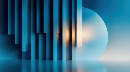 Obraz premium An abstract composition featuring geometric shapes and soothing colors, creating a sense of calm and contemplation in a harmonious visual arrangement.