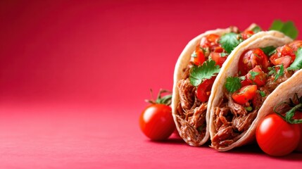 This vibrant image features mouth-watering tacos loaded with fresh ingredients, offering an inviting culinary experience that delights both the eyes and taste buds.
