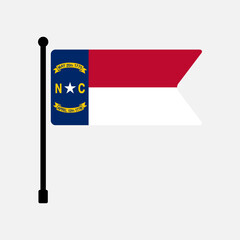 National flag of North Carolina. North Carolina flag computer digital vector illustration icon design. Fluttering flagpole flag.
