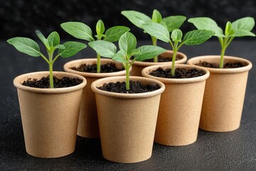 Seedlings in Small Brown Pots