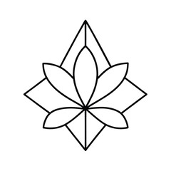 Diwali vector art of geometric floral mandala pattern, stylized lotus flower, isolated