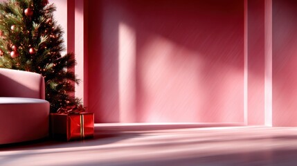 A cozy room adorned with a beautifully decorated Christmas tree and festive gifts creates a warm holiday atmosphere perfect for gatherings and celebrations.
