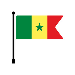 National flag of Senegal.  Senegal flag computer digital vector illustration icon design.  Fluttering flagpole flag.