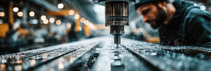 Precision machining in action at a modern manufacturing facility during the day