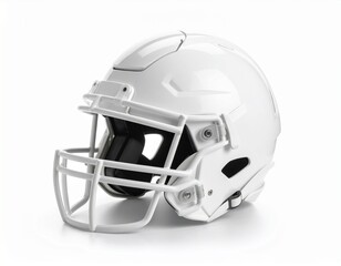 Fototapeta premium White American Football Helmet with Face Guard on White Background