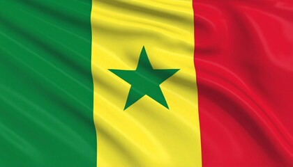 Naklejka premium Flag of Senegal with Green Star