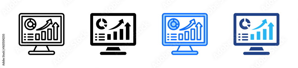 Poster data driven marketing icon set multiple style collection