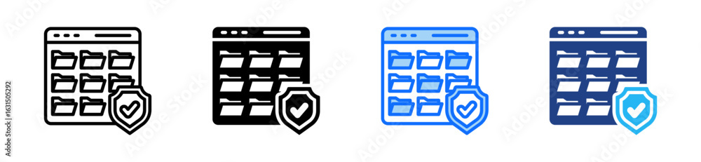 Poster data governance icon set multiple style collection