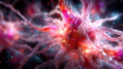 This image showcases vividly colored neurons interconnected in a mesmerizing abstract design, emphasizing the beauty and complexity of neural networks in the human brain.