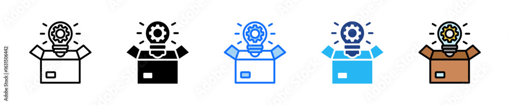 Poster product development icon set multiple style collection