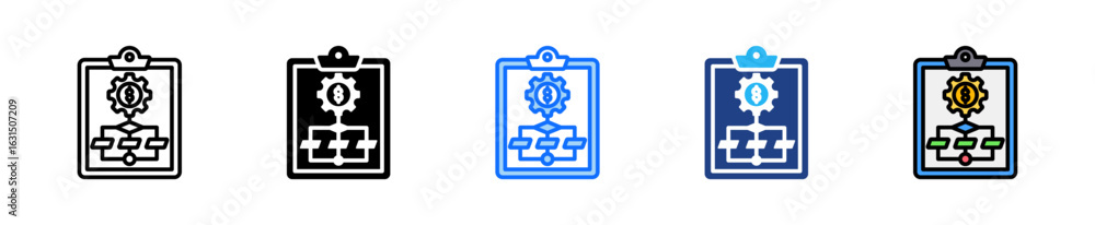 Poster financial model icon set multiple style collection