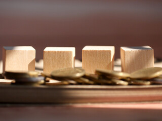 Free space for writing text in the concept of saving money and finance.Selection focus.