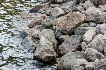big stones in water