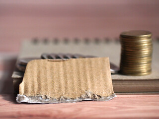 Free space for writing text in the concept of saving money and finance.Selection focus.