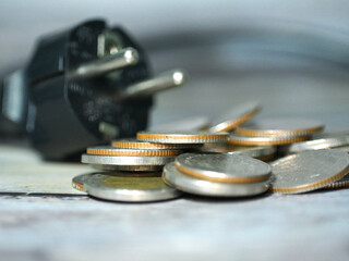 A lot of coins in the concept of saving money and finance.Selection focus.