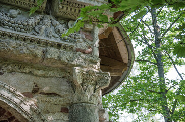 detail of the very old temple in forest