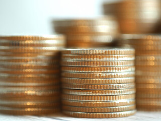 Stack of coins. In the concept of saving money and finance.