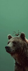 Mysterious encounter between a bear and a creepy spider