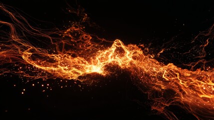 Wildfire Energy. Fire in Motion. fire, embers, and flames with strong contrast, whether in nature or controlled scenes