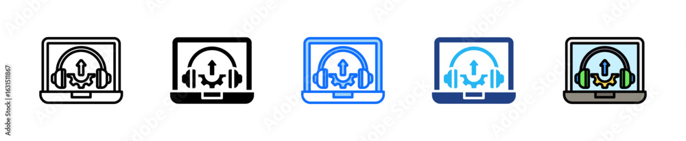 Poster customer service icon set multiple style collection