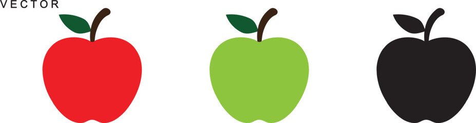 Apple icon vector collection set, Apple line icon nutrition vector flat fruit, Vector Illustration on a white background
