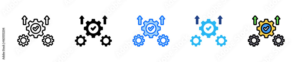 Poster process improvement icon set multiple style collection