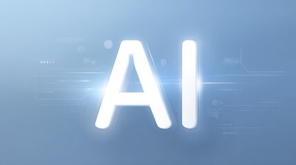 AI technology concept digital interface futuristic design glowing white letters blue background innovation artificial intelligence modern smart automation communication business abstract